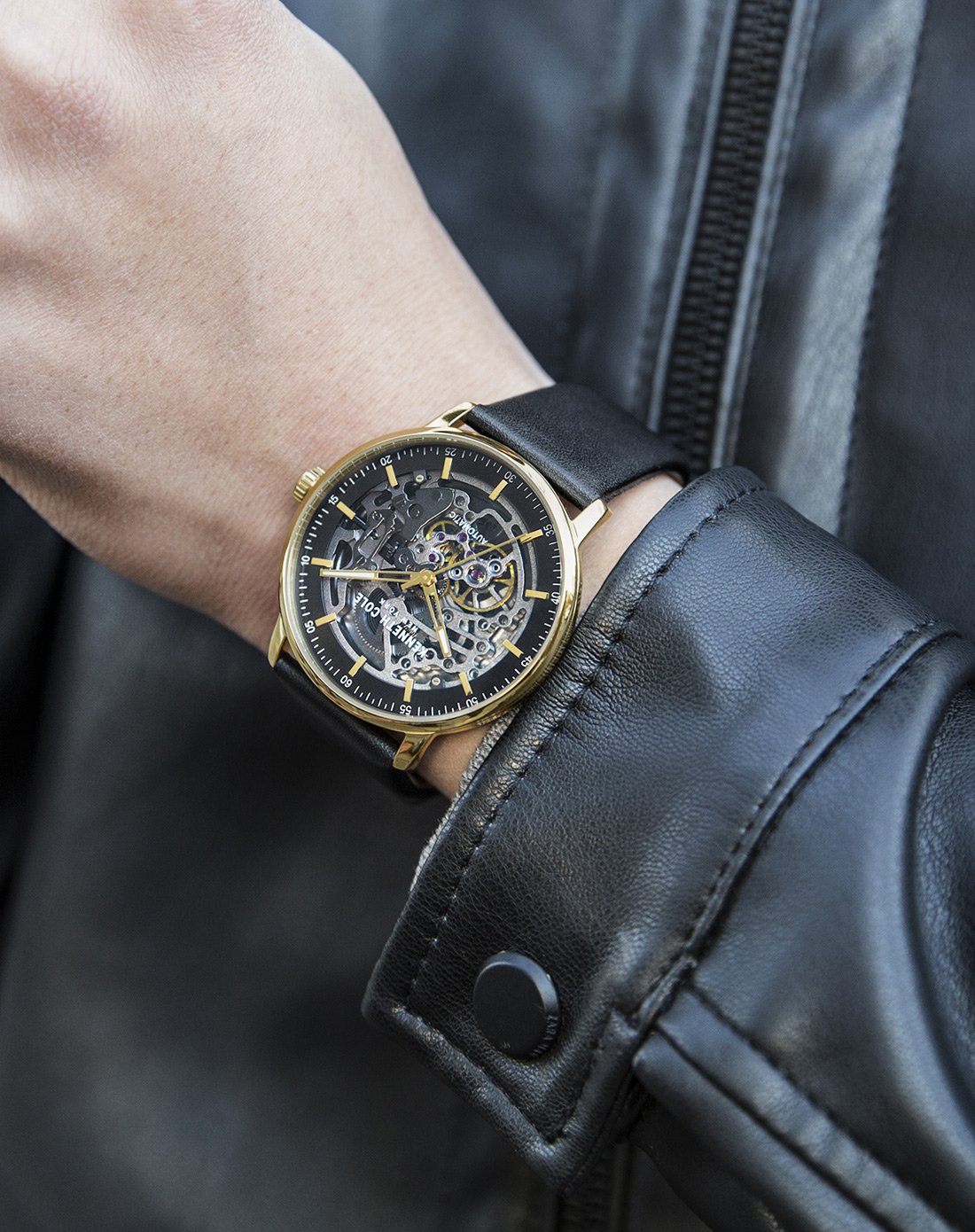 kennethcole机械男表镂空机械表皮带机械男士手表kc15104002