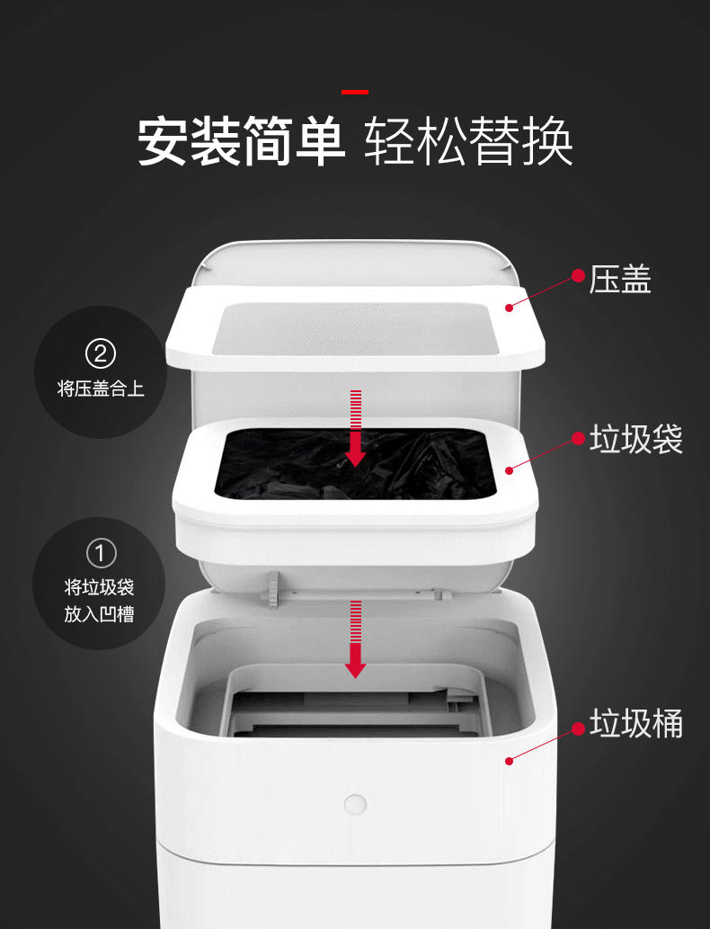 townew拓牛垃圾袋智能垃圾桶专用垃圾袋12盒箱白色