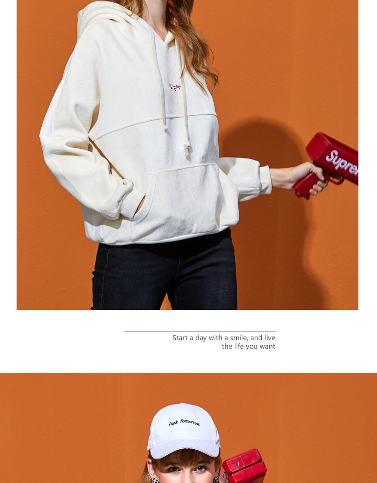 美丽衣橱金丝绒连帽卫衣女2019春新款bf原宿学生宽松显瘦上衣潮