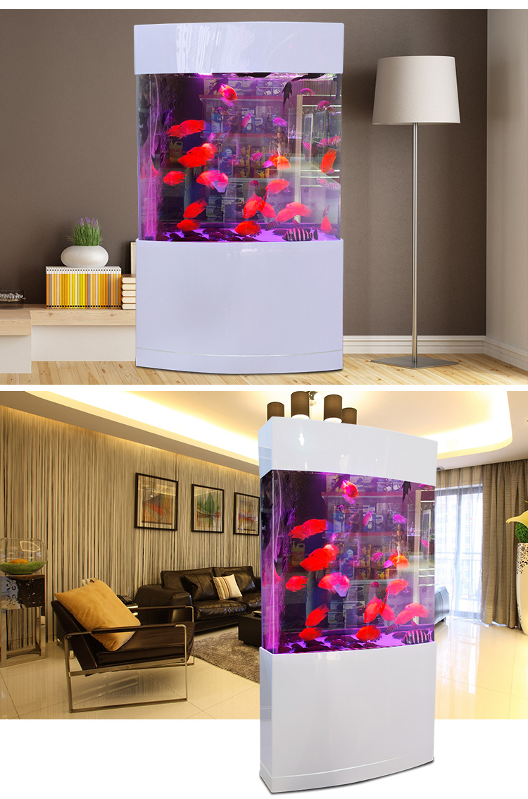 汉霸双弧形亚克力中型鱼缸屏风隔断生态水族箱