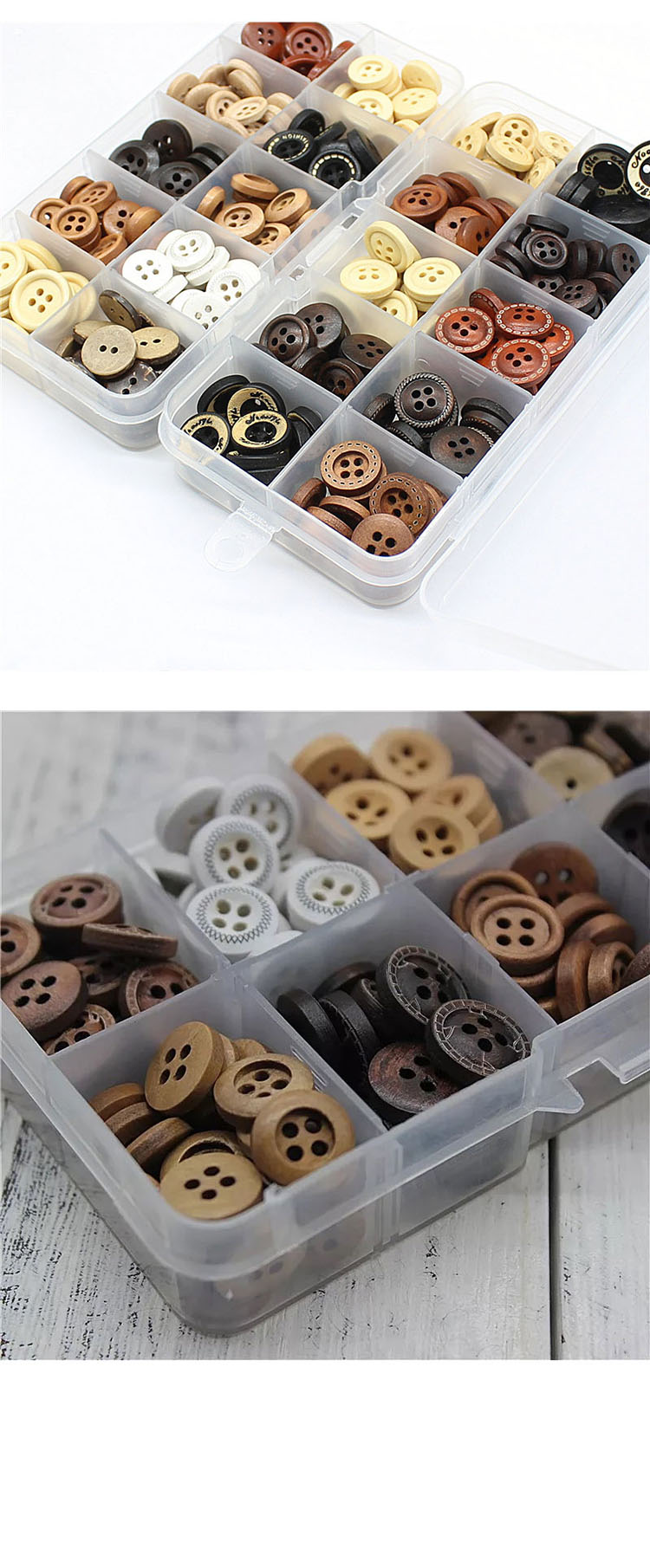 纽扣扣子儿童扣可爱卡通毛衣扣针织衫扣小木头扣子3混木扣75粒