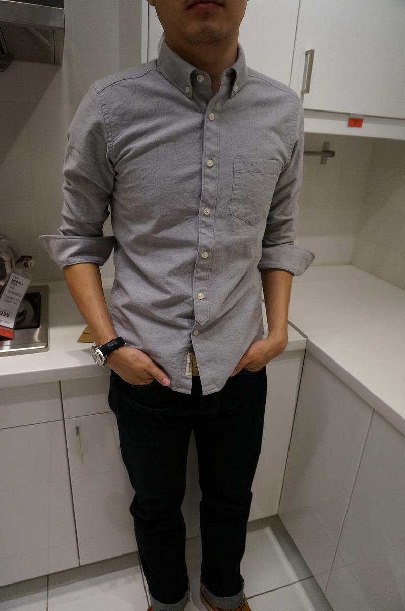 la maxpa男士衬衫 新款式小溪原创牛津纺白衬衫男长袖修身 余文乐纯棉