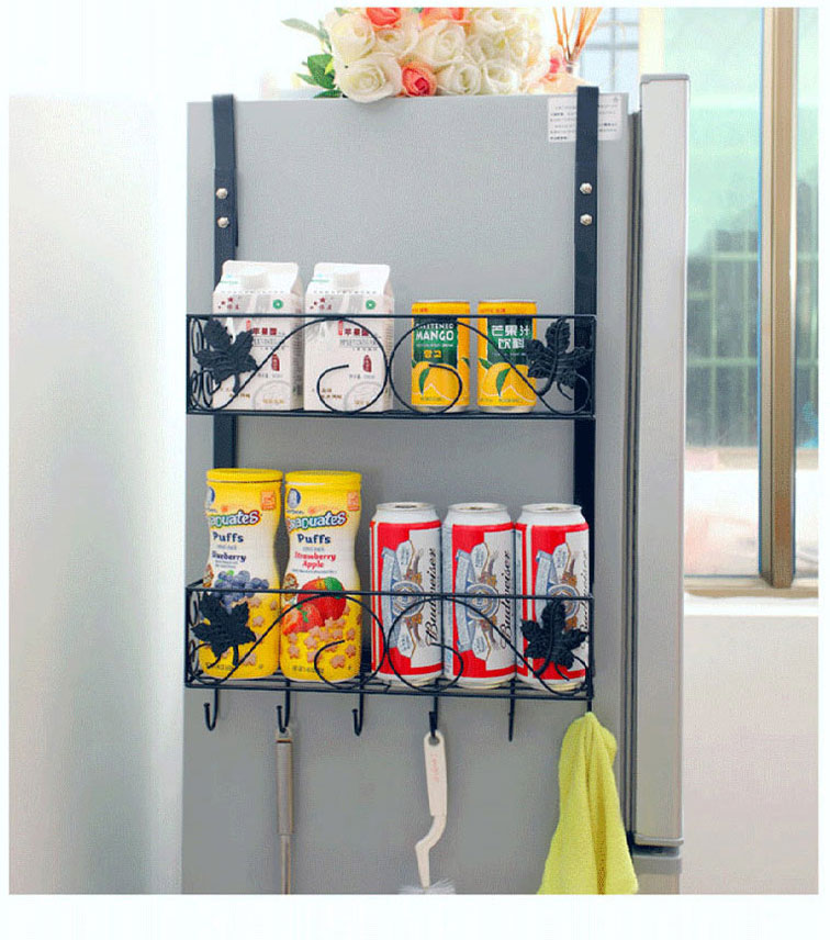 哲飞家居铁艺冰箱挂架侧壁挂冰箱架厨房置物架冰箱侧边味架收纳层架