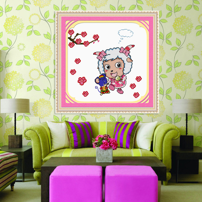 羊的十字绣12生肖羊宝宝图案2019新款儿童房间男孩可爱动物棉线