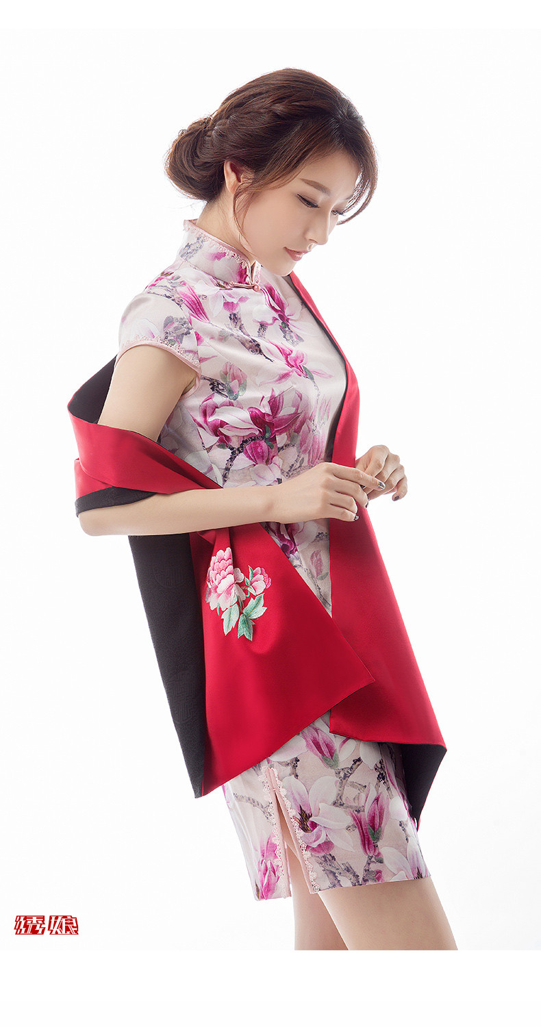 绣娘丝绸高档苏州丝绸刺绣围巾复古中式旗袍披肩双层苏绣丝巾