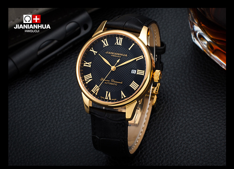 瑞士品牌嘉年华(carnival) 手表男士机械表 镂空真牛皮全金全自动男表