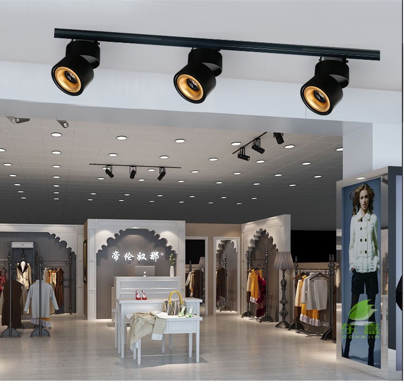 明装轨道灯照画客厅顶灯cob筒灯服装店背景墙展厅led天花灯