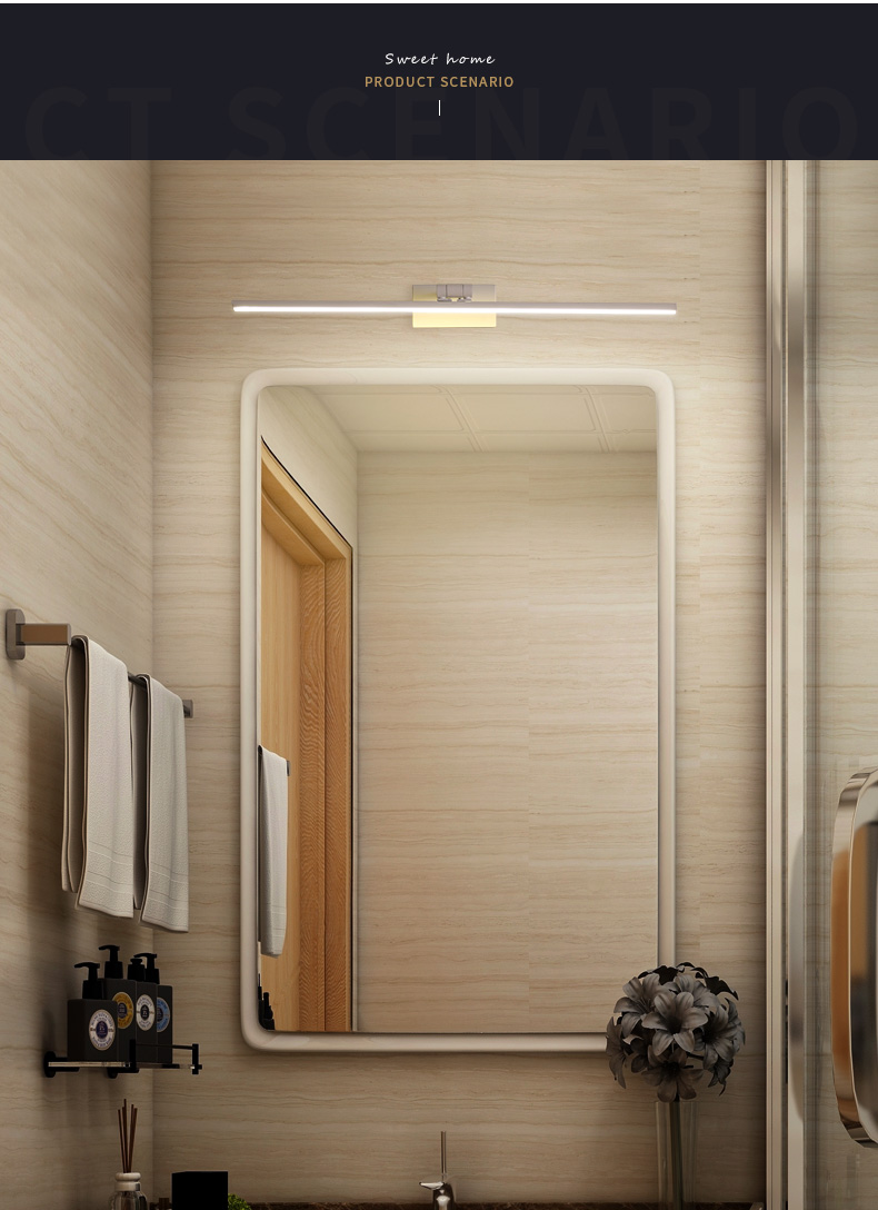 间灯北欧防镜柜灯led厕所卫生间灯具铝材防生锈(直径100cm-20w)【价格