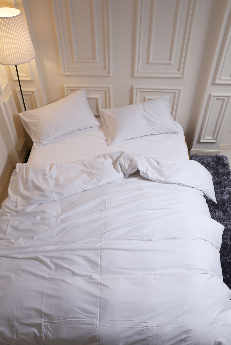 全棉三四件套纯色米白色浅灰床单被套12米15m18米床纯棉床品紫罗兰