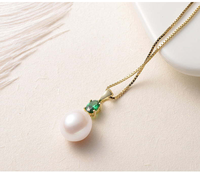 京润珍珠灵动s925银镶白色淡水珍珠项链1011mm水滴形送女友送老婆送