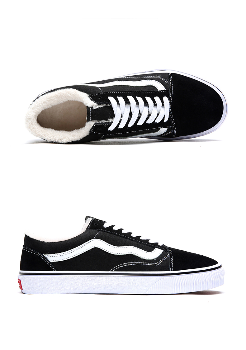 万斯旗舰店万斯男鞋经典款冬季保暖厚低帮滑板鞋帆布休闲加绒女鞋