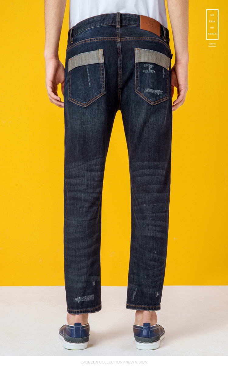 卡宾男装休闲舒适男士裤子个性弹力修身小脚牛仔裤s3161116026