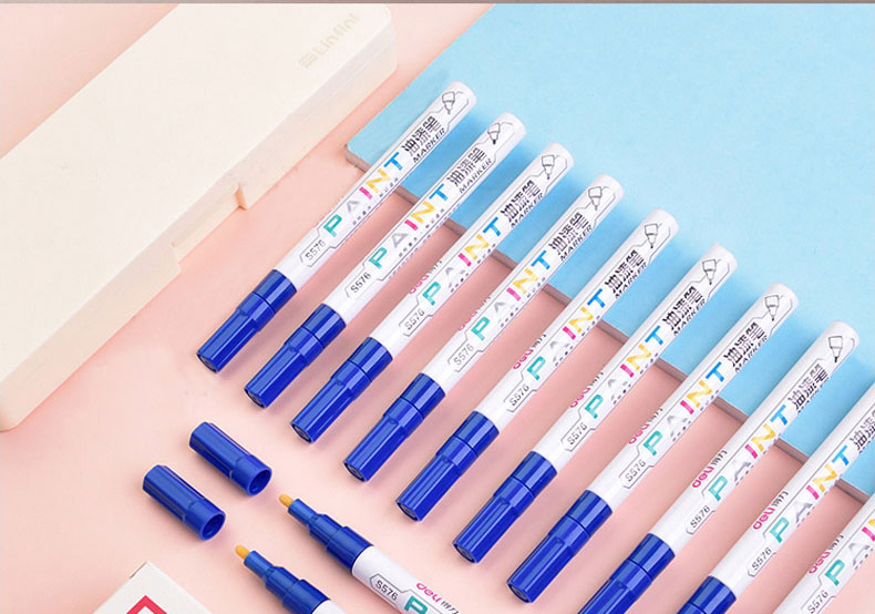 得力(deli)s576油漆笔美术绘画笔银笔白色diy手工涂色笔记号笔补漆笔