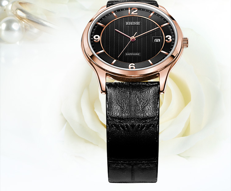 自营rhine莱茵手表皮带时尚系列超薄防水石英情侣表89121