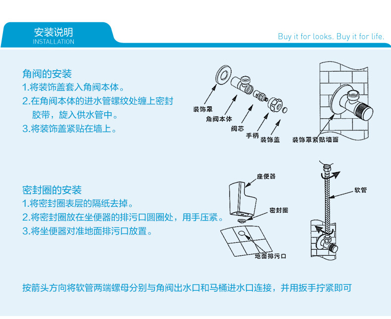 moen摩恩马桶配件安装三件套角阀软管法兰圈坐便器通用配件100962