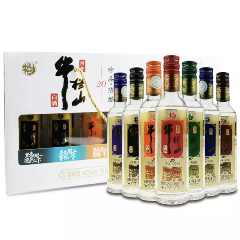 北京百年牛栏山二锅头42度珍品陈酿20小牛一下 150ml*7瓶七彩小酒浓香