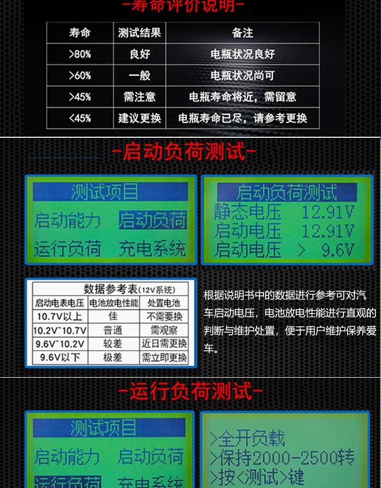 汽车蓄电池检测仪电瓶容量测试1224v电池寿命充电内阻数显测量仪