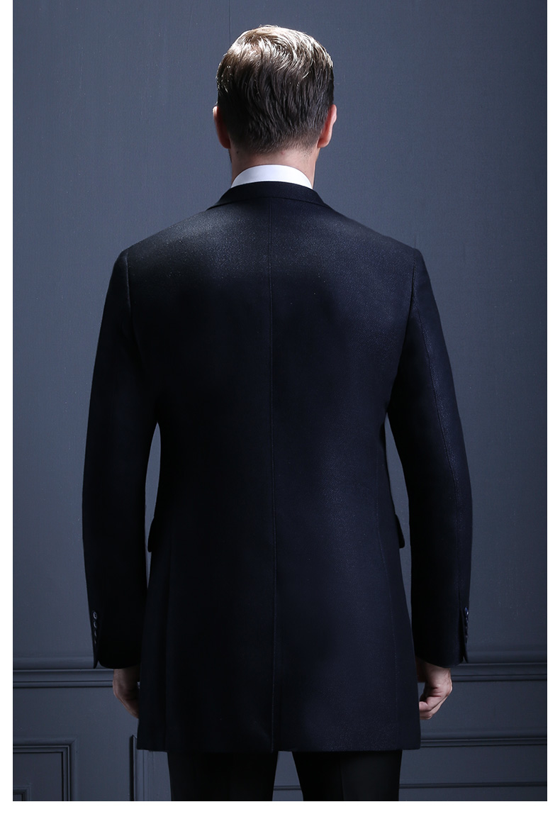 西服 培罗蒙中年男士商务休闲单西 后中开叉黑色长款正装西装外套edxb