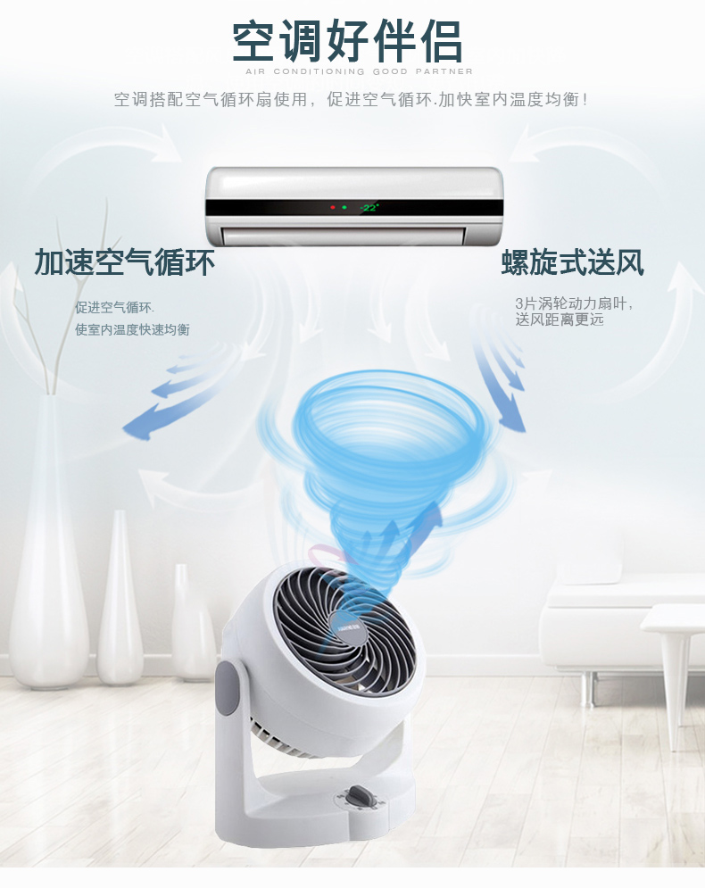 愛麗思irispcfhd15nc電風扇空氣循環靜音節能家用迷你臺式渦輪對流