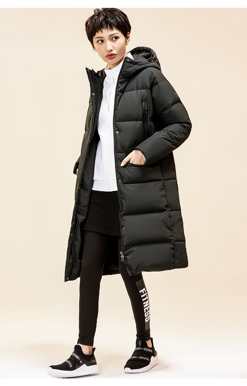 安踏羽绒服长款女风衣2019春季新款官方加厚保暖大衣
