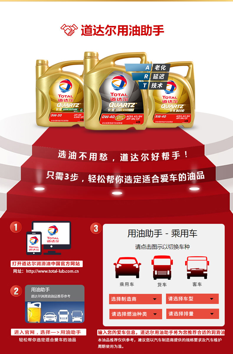 道达尔快驰3000多级粘度汽车润滑油矿物油sjcf级15w404l