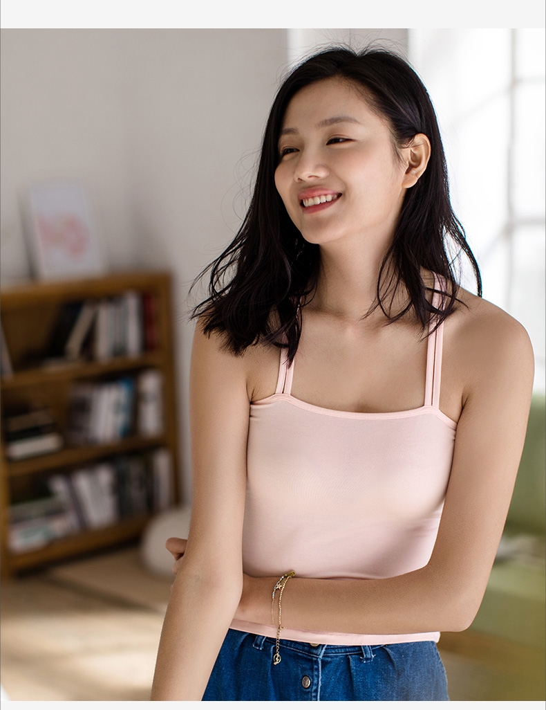 茵曼内衣舒适透气挂脖睡眠吊带背心打底衫女9871031161
