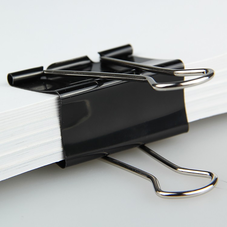 三木2023 32mm黑色长尾夹2筒装票夹燕尾夹 文件铁夹子