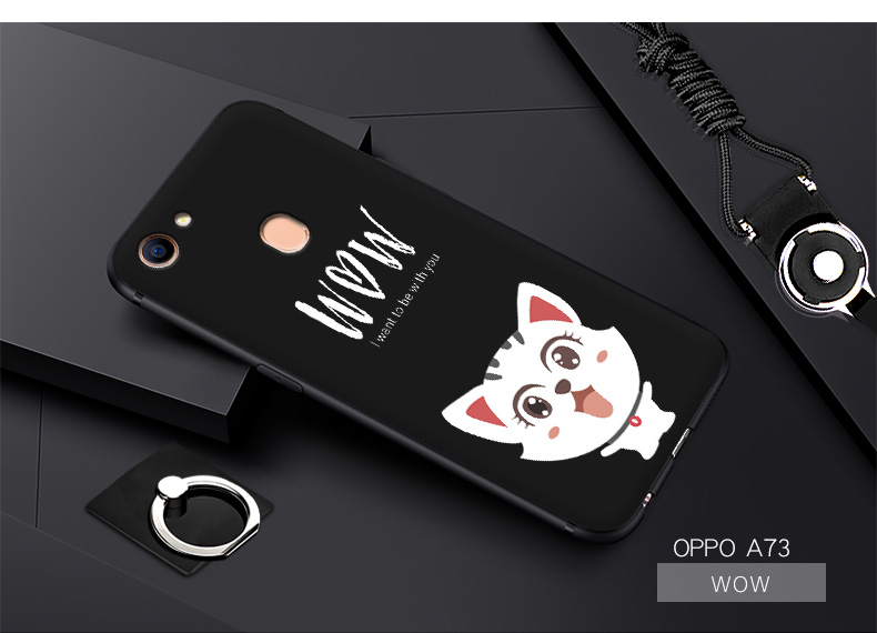 oppoa73手机壳 oppo a73保护套 a73t 全包挂绳支架硅胶磨砂防摔彩绘软