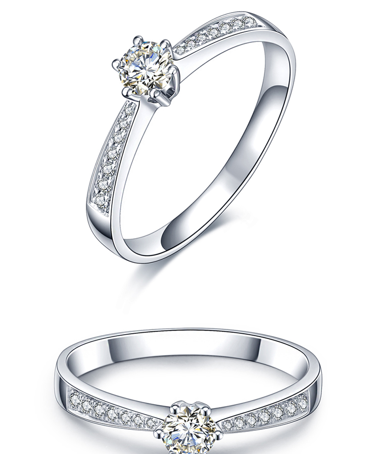 金利福珠宝钻石戒指18k白色钻戒时尚正品求婚结婚婚戒黄金珠宝首饰