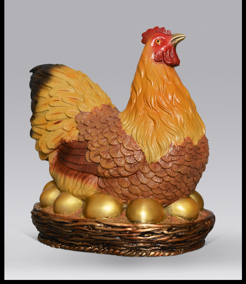 定制铜鸡摆件母鸡下金蛋家居风水摆件客厅鸡摆设工艺