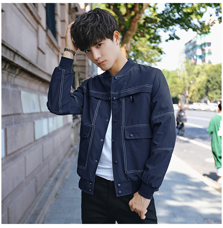 828新款装靓仔夹克衫男青少年薄款帅气外套学生2017新款韩版潮流定制