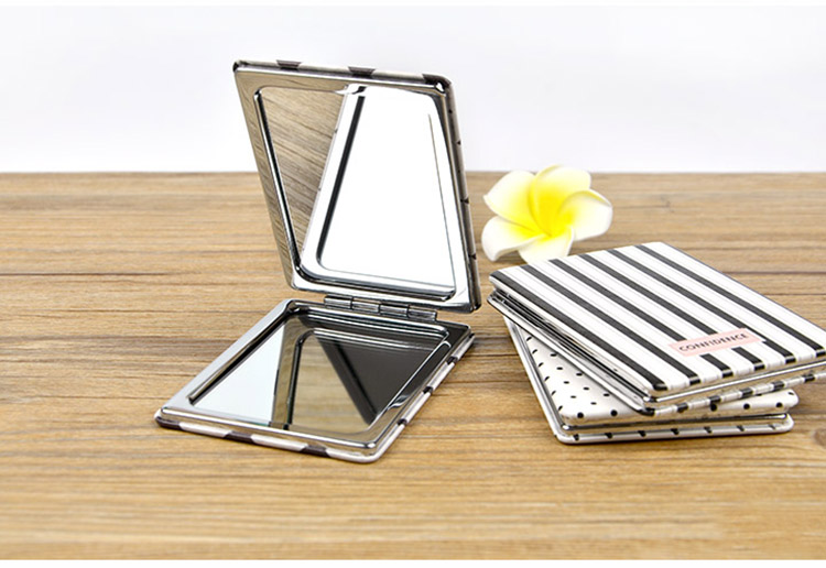 双面小镜子迷你随身镜便携式长方形翻盖化妆镜子b款横条纹两面正常