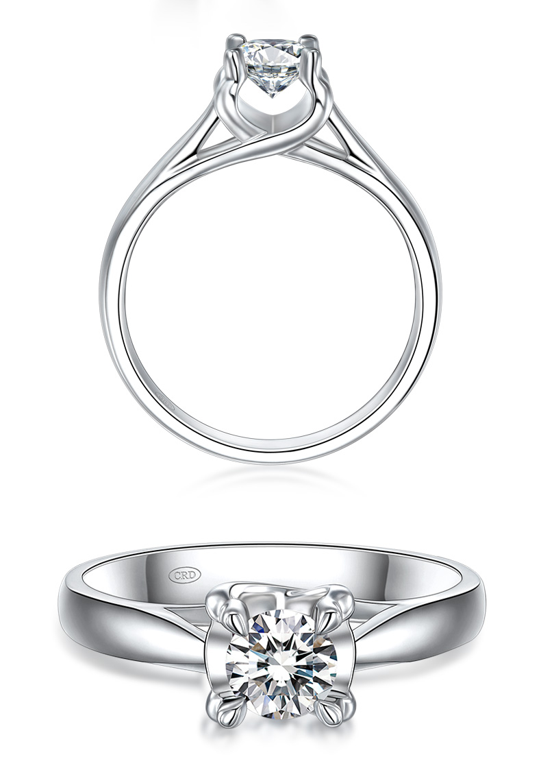 crd克徕帝白18k金钻石戒指四爪钻戒婚戒g0697c约30分ij级