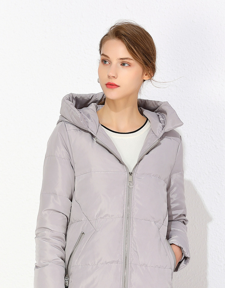 美丽衣橱韩版保暖外套女2018新款时尚百搭纯色ol淑女连帽羽绒服
