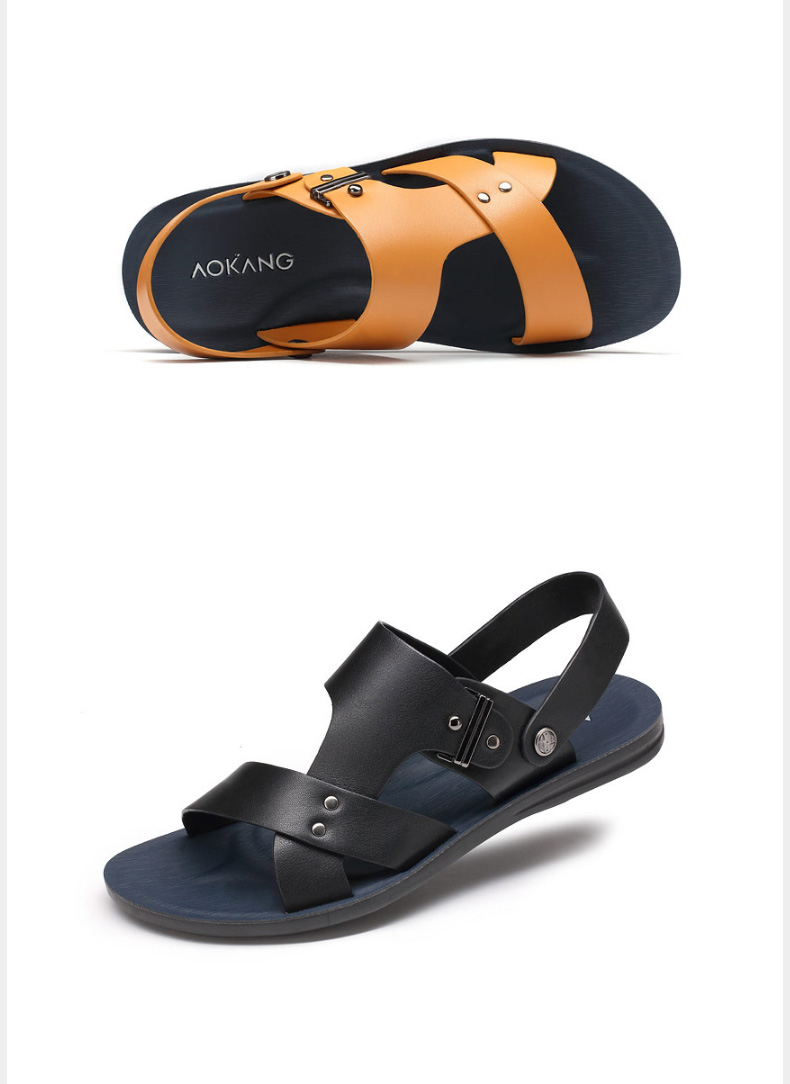 奥康(aokang)男士凉鞋185739145 奥康男凉鞋夏季韩版露趾男士休闲凉