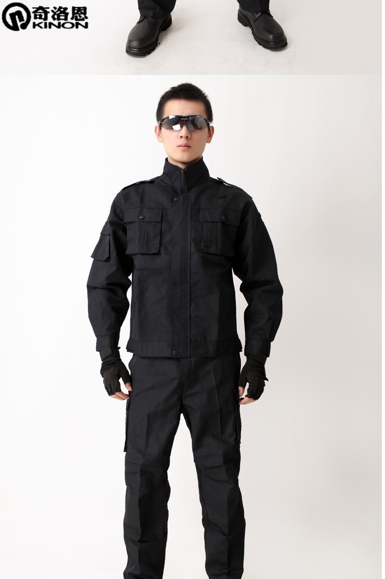夏季户外黑色保安男士作训服特种兵迷彩服套装工作服耐磨