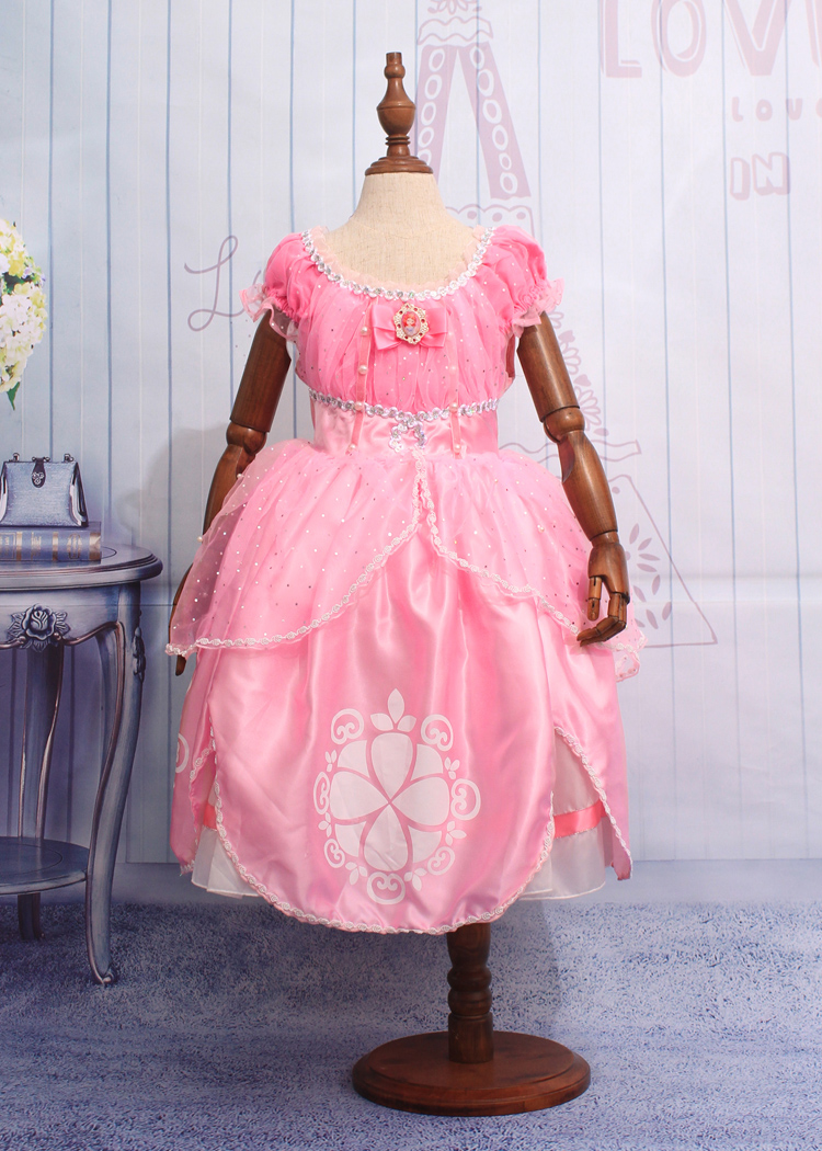 小公主苏菲亚公主裙子冰雪奇缘女童连衣裙儿童索菲亚礼服长裙夏季