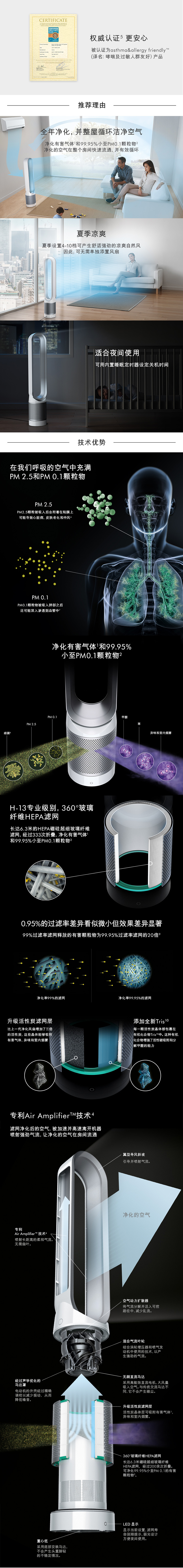 戴森（Dyson）TP00 空气净化风扇 白银色