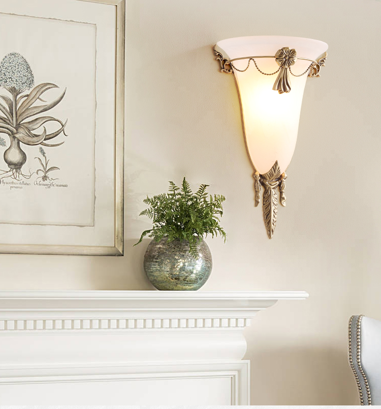 简欧客厅背景墙壁灯卧室床头灯北欧复古简约新中式壁灯楼道壁灯饰