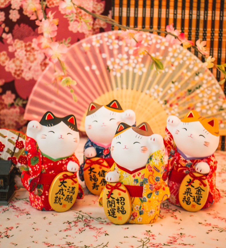 日本大号招财猫和服金币日式摆件女生开业乔迁生日结婚