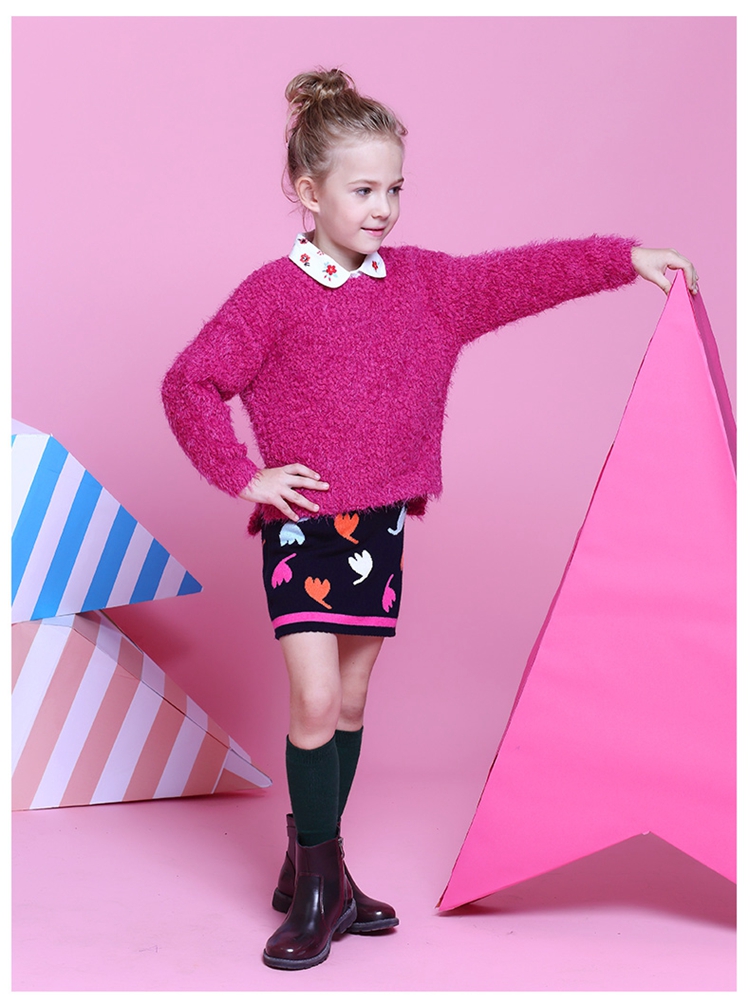 童装女童时尚提花毛织包臀短裙春秋季腰裙中大童儿童半身裙子3782