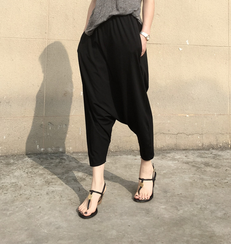 珊诗丽(sexemara)女士休闲裤 902新款帛禧春夏新大裆裤吊裆裤九分小脚