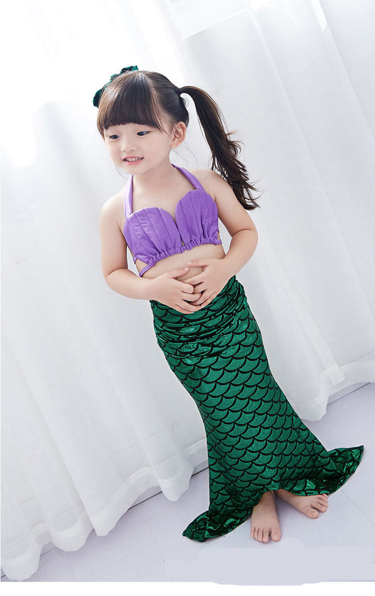 美人鱼尾巴泳衣女童儿童小童女孩公主婴儿连体宝宝泳装112岁