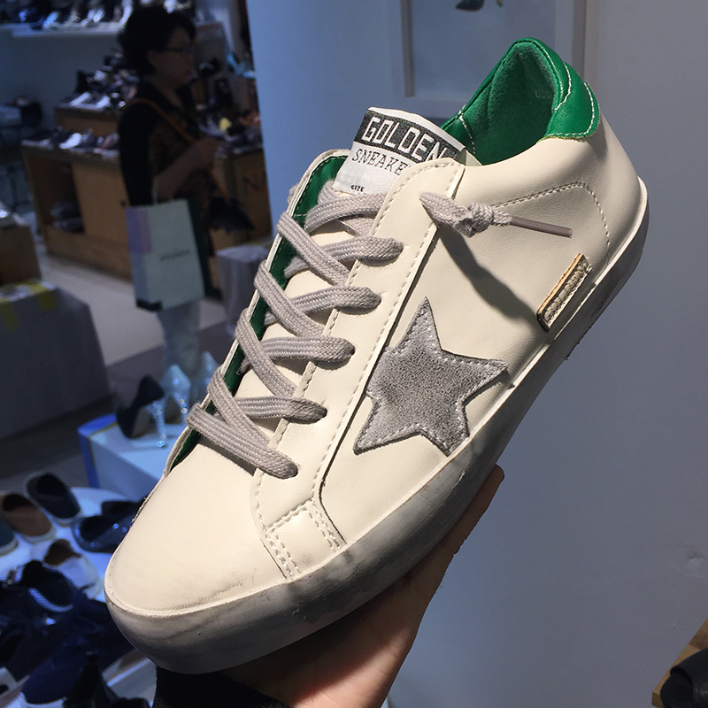 女鞋圆头系带透气孔五角星拼色做旧平底单鞋板鞋2017秋新款