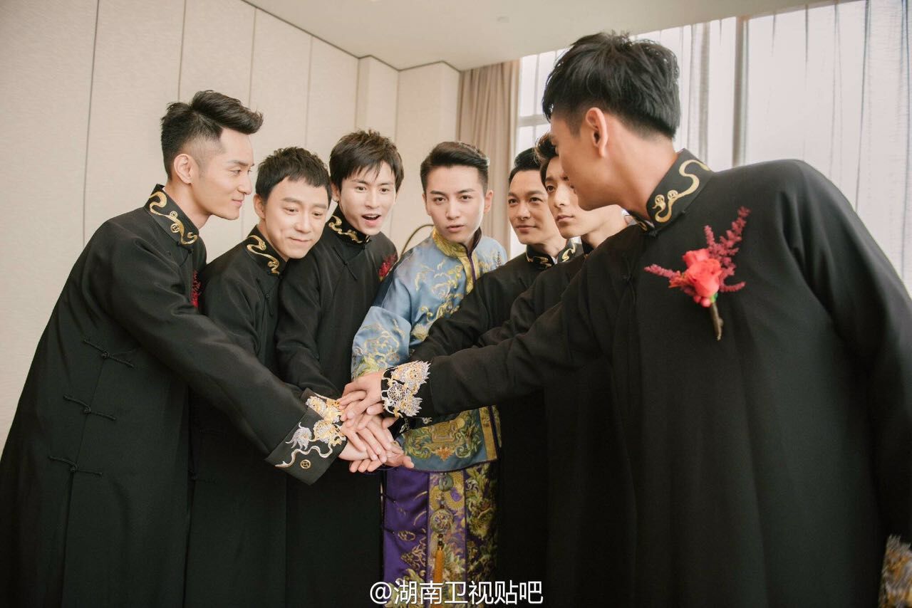 qma新款陈晓陈妍希同款中式结婚礼服伴郎伴娘服男士长衫长袍马褂民国