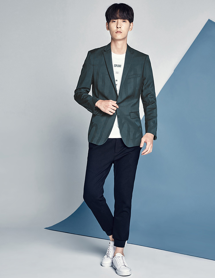 太平鸟男装男士新款绿色西服羊毛便西小西装