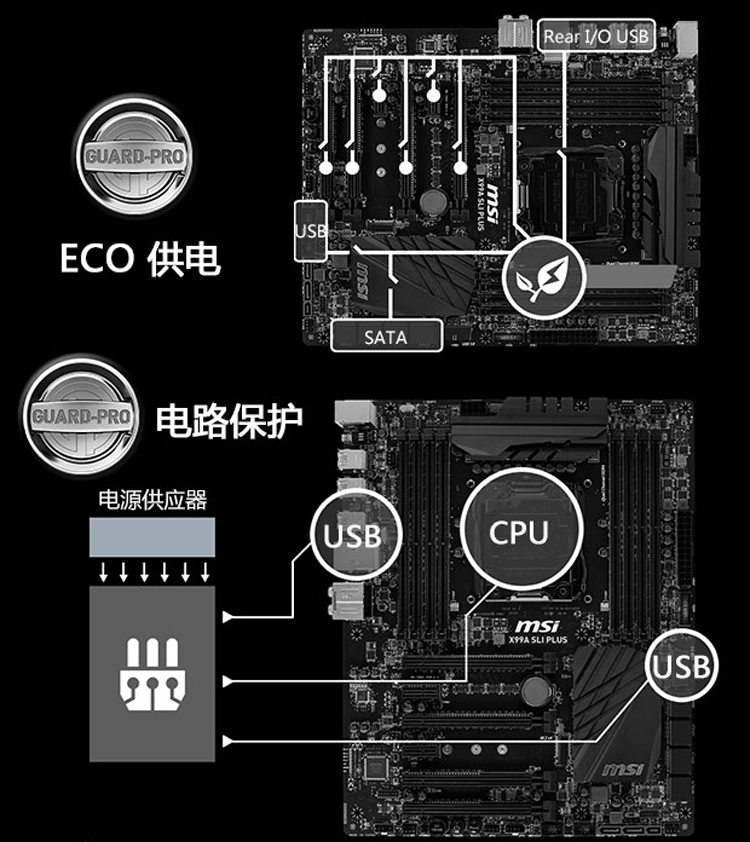 微星(msi)x99a sli plus主板 (intel x99/lga 2011-v3)