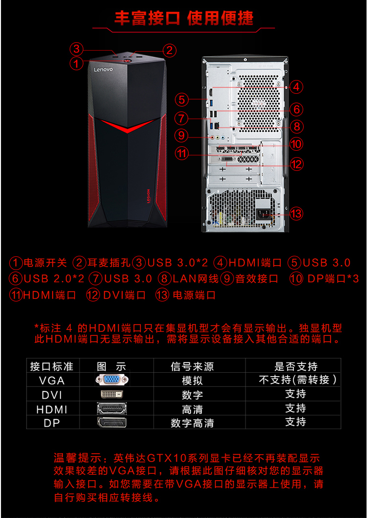 联想(lenovo)拯救者 刃7000 uiy电竞游戏台式电脑主机( i7-7700 8g