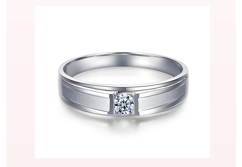 超级新品 诗华珠宝18k金钻石戒指男士白金钻戒指环钻石男戒简约大方男