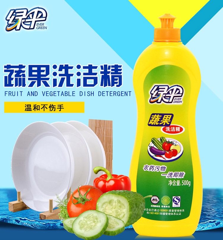 绿伞餐具果蔬净洗洁精2瓶家用洗碗机清洗剂餐具洗涤剂洗涤灵清洗